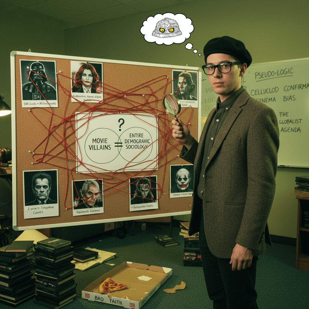 Film major discovers movie villains ≠ entire demographic sociology