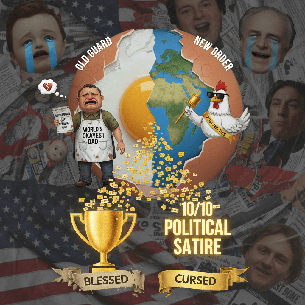 Egg broke like dad's marriage. 10/10 political commentary.