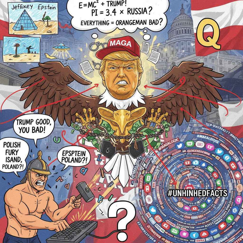 Polish MAGA logic: everything = Trump's alleged crimes, actually