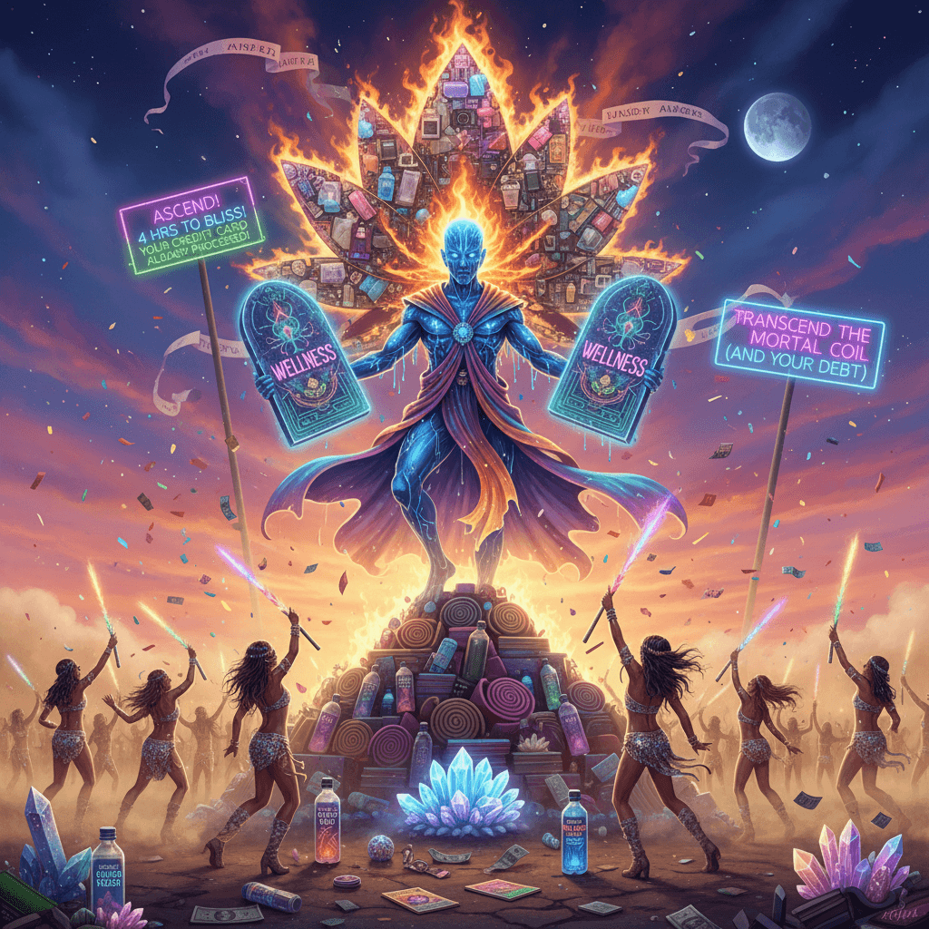 Blue deity selling you wellness through 4 hours of interpretive movement