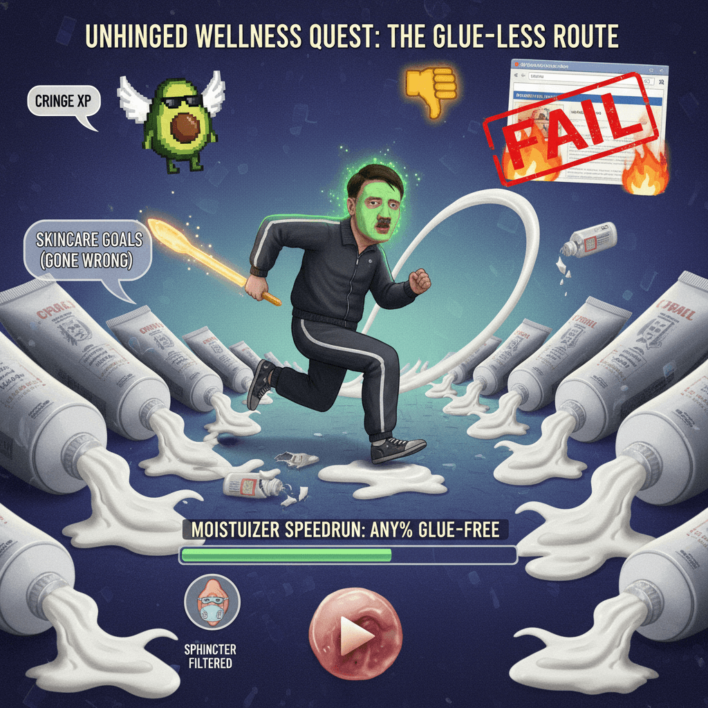 moisturizer speedrun: any% glue-free hitler route (sphincter filtered)