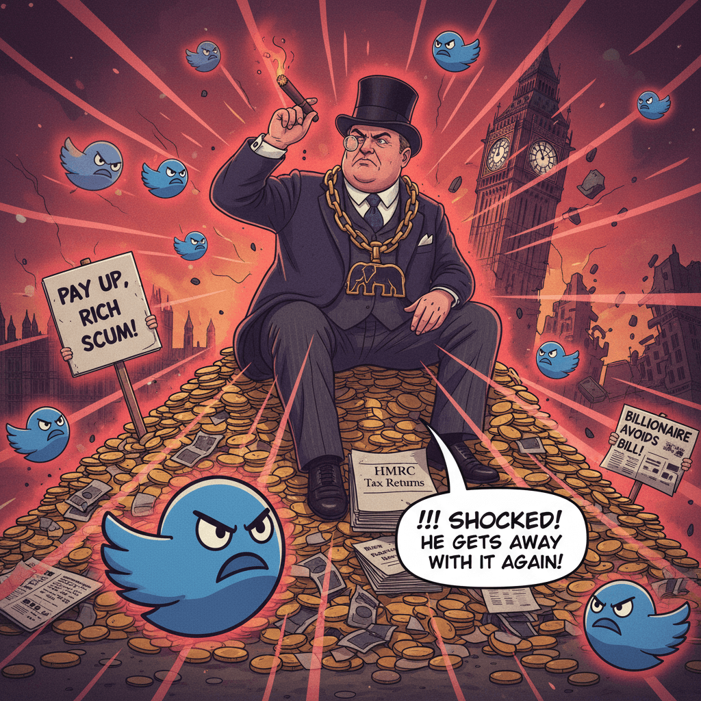 Rich guy doesn't pay taxes, Twitter user shocked (2026, colorized)