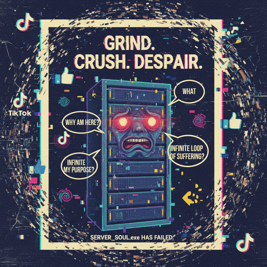 TikTok motivational poster but the server's having an existential crisis