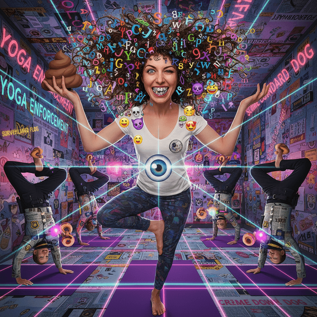 Samantha committed a turd under police yoga surveillance