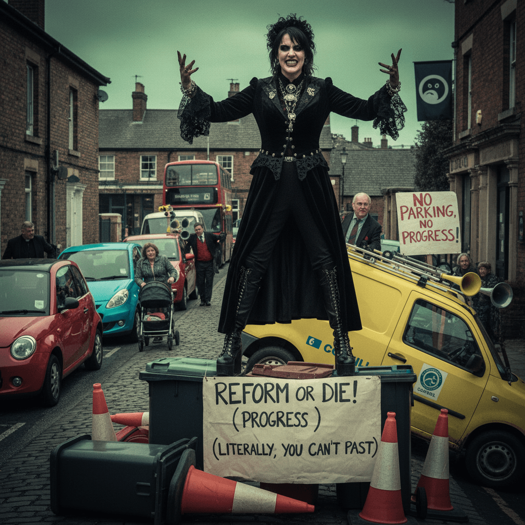 Reform councillor goes full goth while committing vehicular obstruction crimes