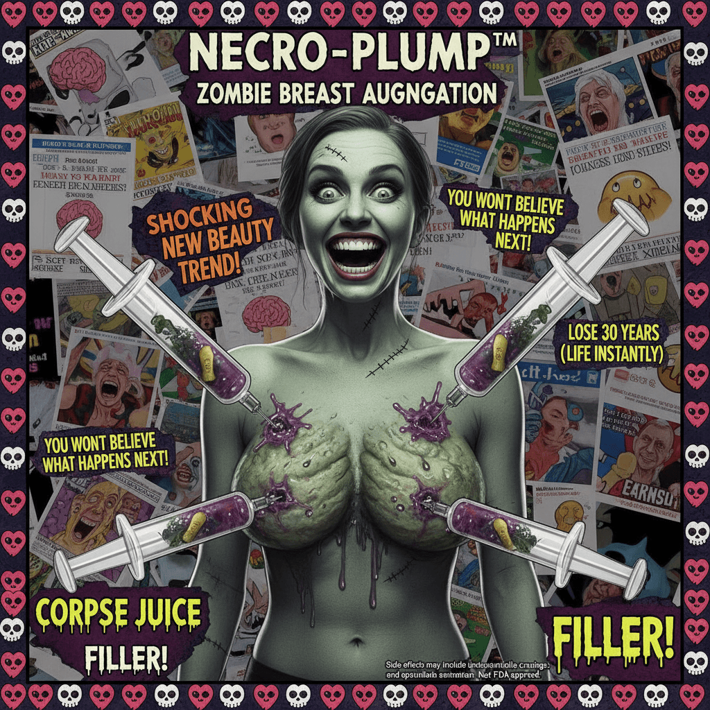 Peak clickbait: asking if you'd inject literal corpse juice into your breasts
