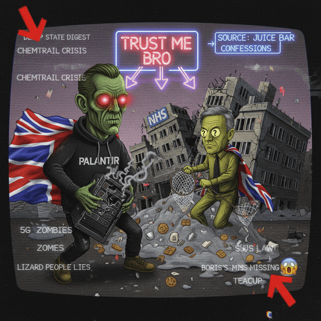 Palantir bad, Starmer sus, NHS dying (source: trust me bro)