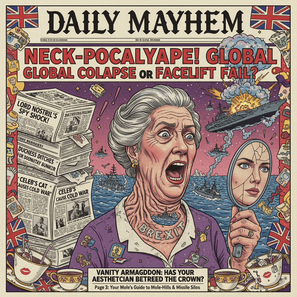 Daily Mail speedruns existential crises: neck wrinkles meet warships & spy rings