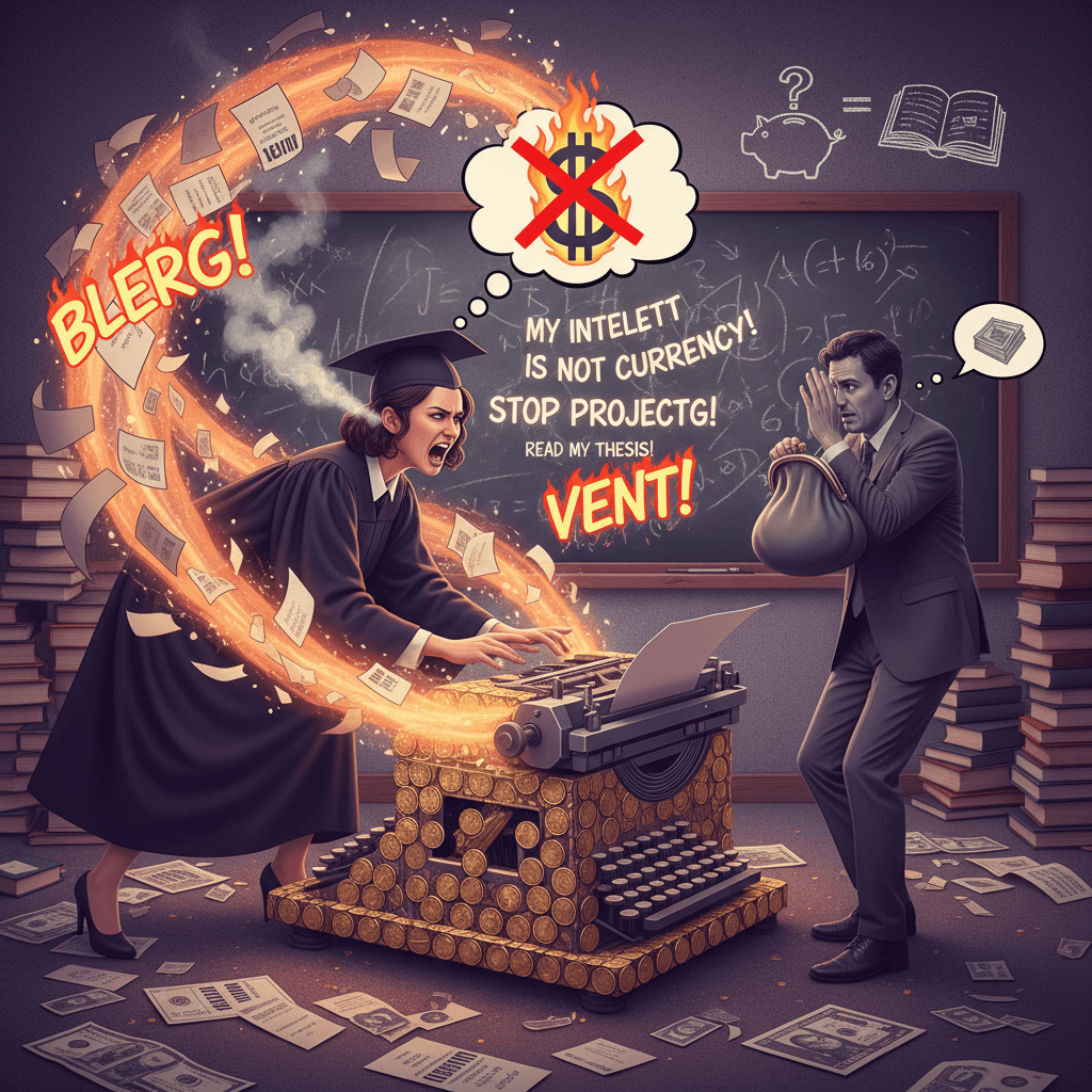 woman mad guy assumed she wanted money, wrote dissertation instead