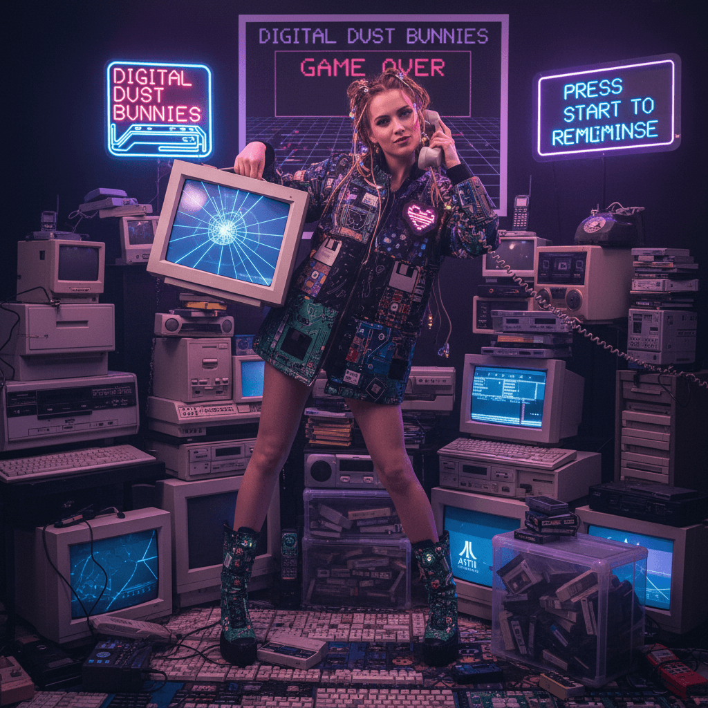 Girl poses with dead tech like it's a personality trait