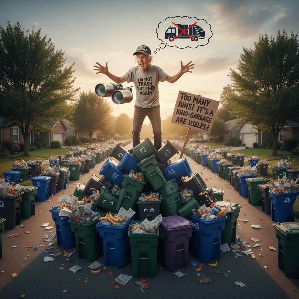 Local man extremely upset about too many bins existing