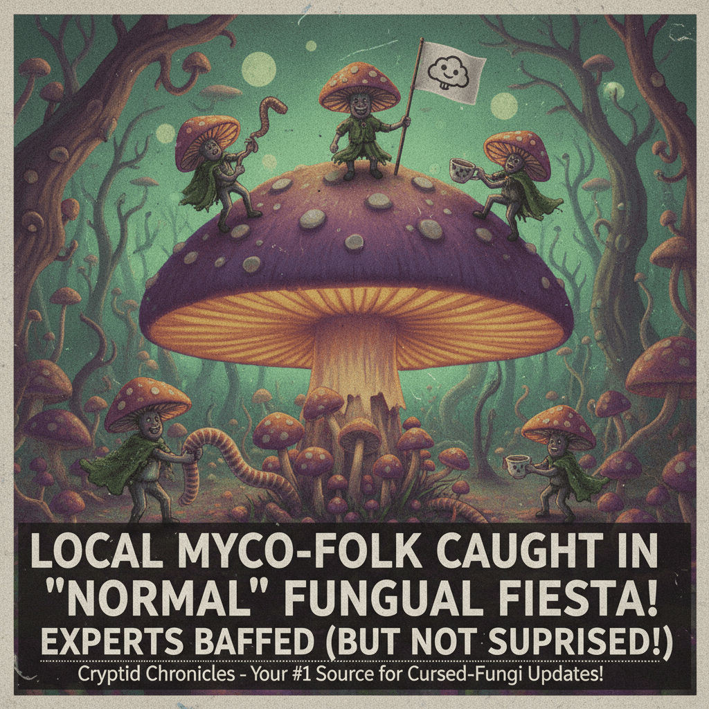 tiny mushroom people spotted doing mushroom things, very normal discovery