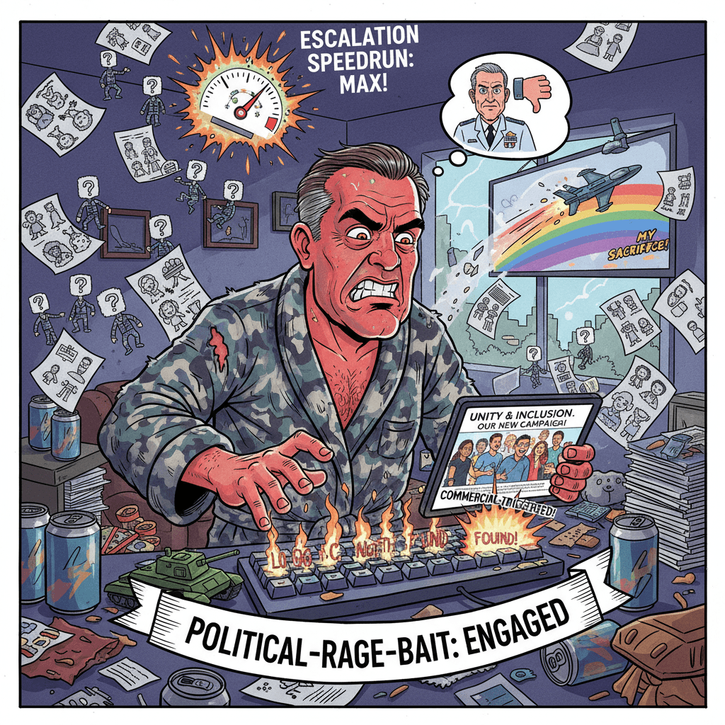 dad threatens military sacrifice over diversity ad, logic not found