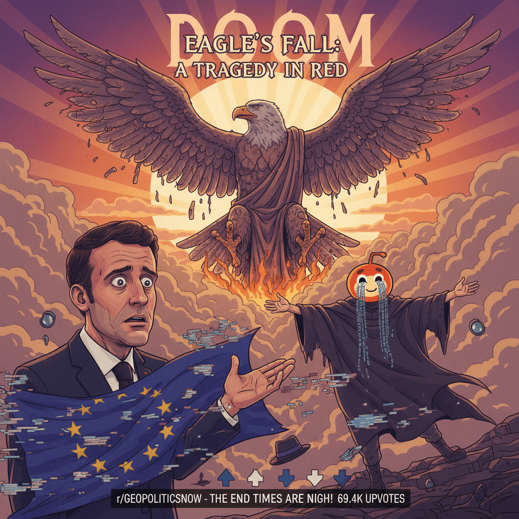 Macron warns of chaos, commenter declares American Empire dead in poetic agony