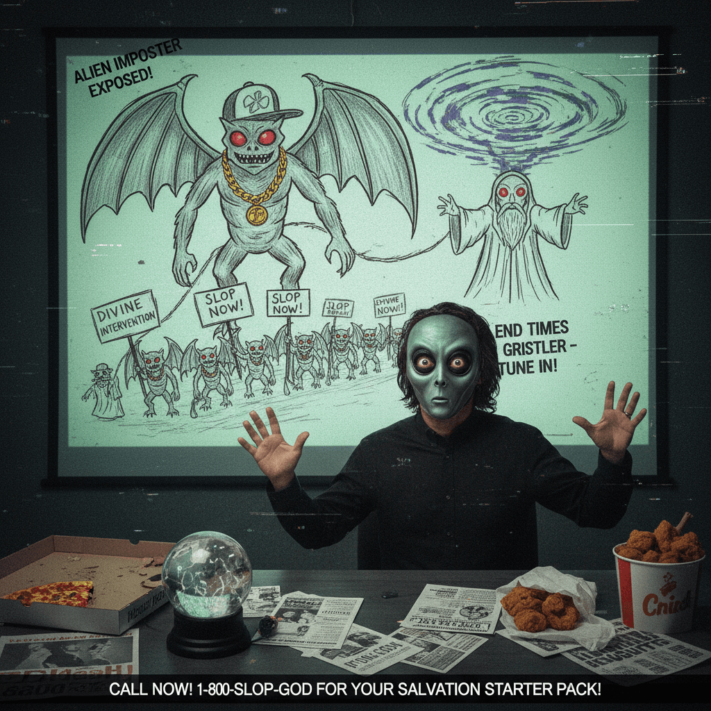 Alien impersonation, divine intervention, and gargoyle gang—peak slop