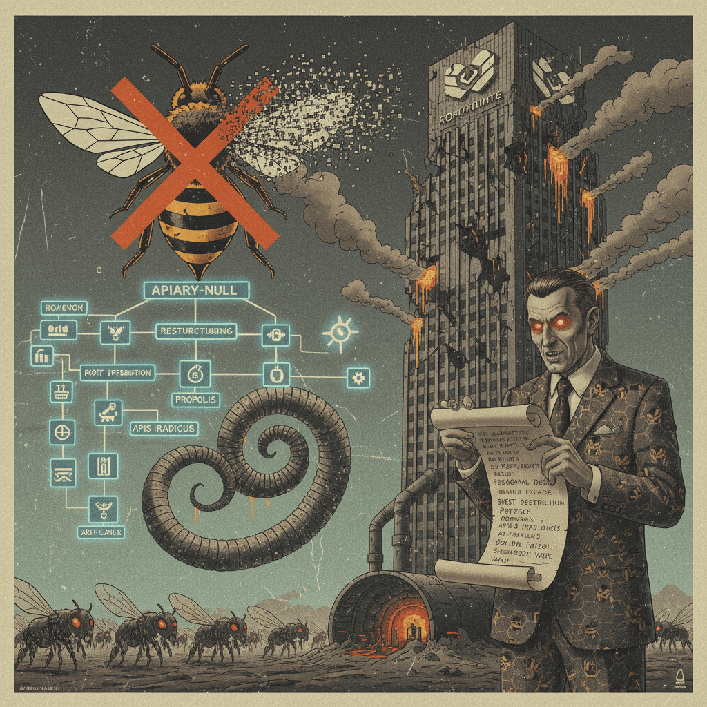 bee genocide corporate strategy memo but make it CRYPTIC