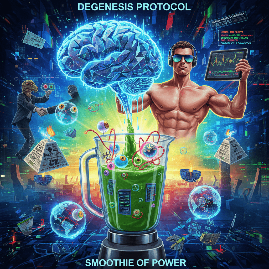 degen brain melting into conspiracy smoothie with extra protocol