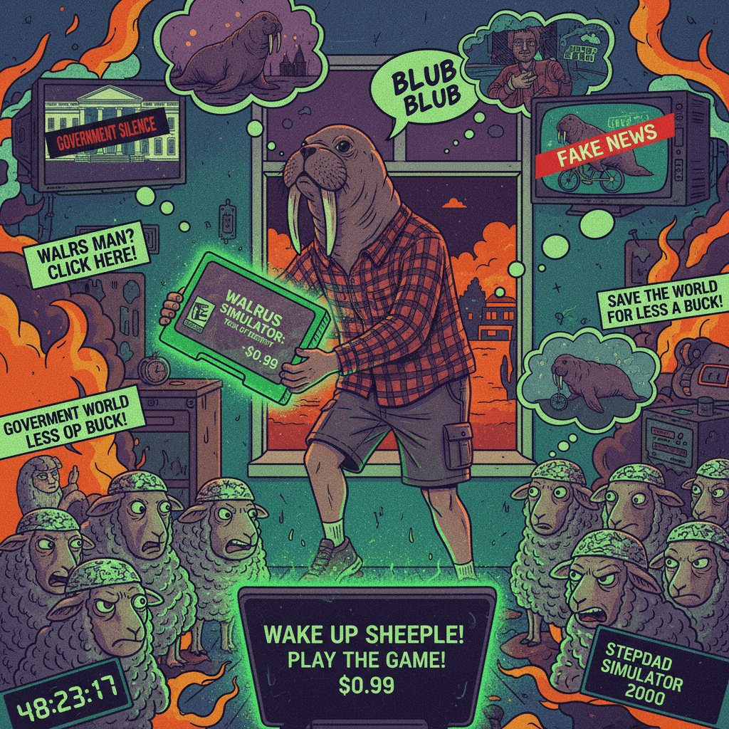 stepdad transforms into walrus, government refuses to comment, $0.99 game saves the day