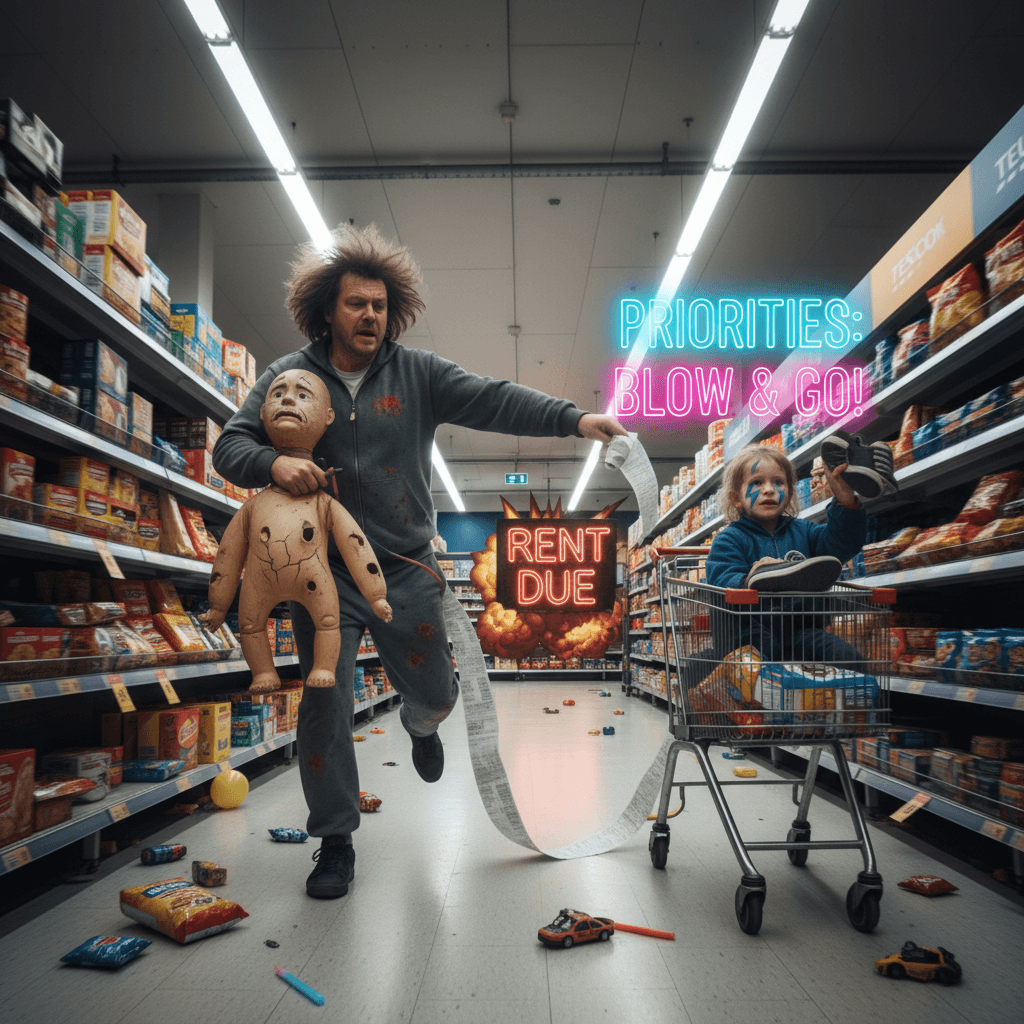 Blew rent on blow, kid's trainers don't even light up anymore