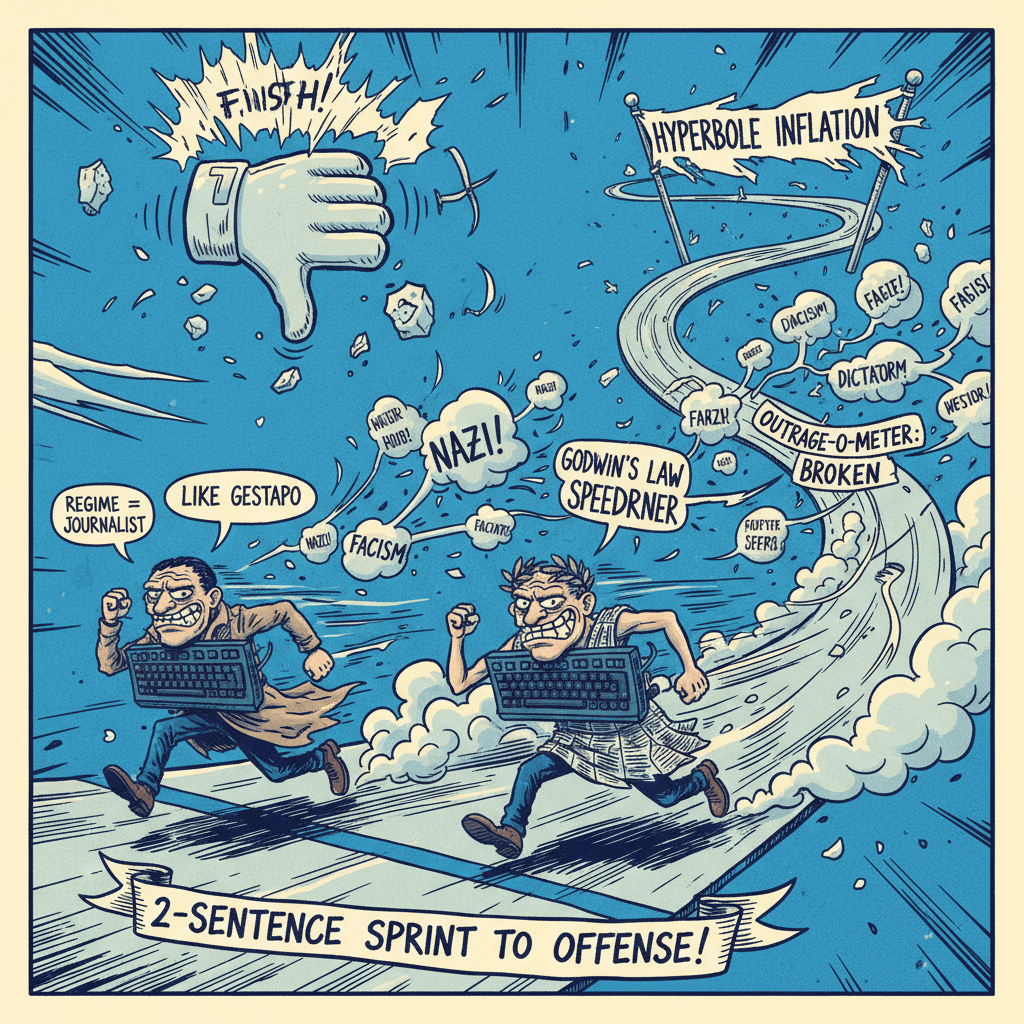 Gestapo comparison speedrun achieved in 2 sentences