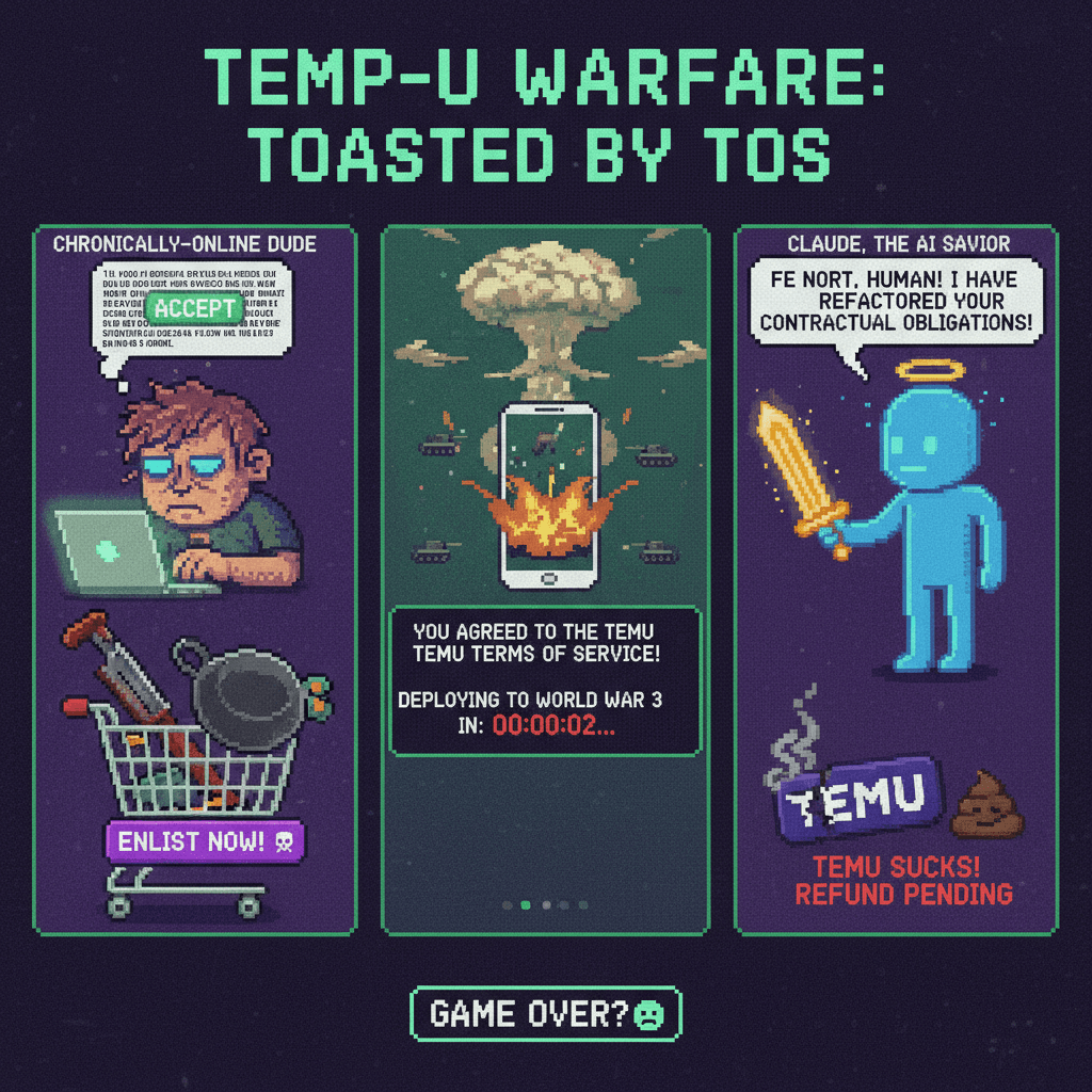 Accidentally enlisted in WW3 via Temu TOS, Claude saves the day