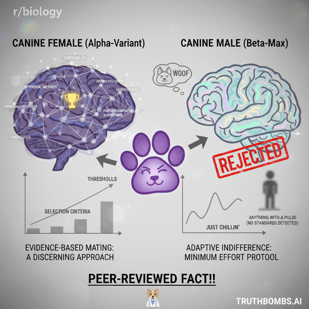 female dogs have standards, males just vibe. very real research btw