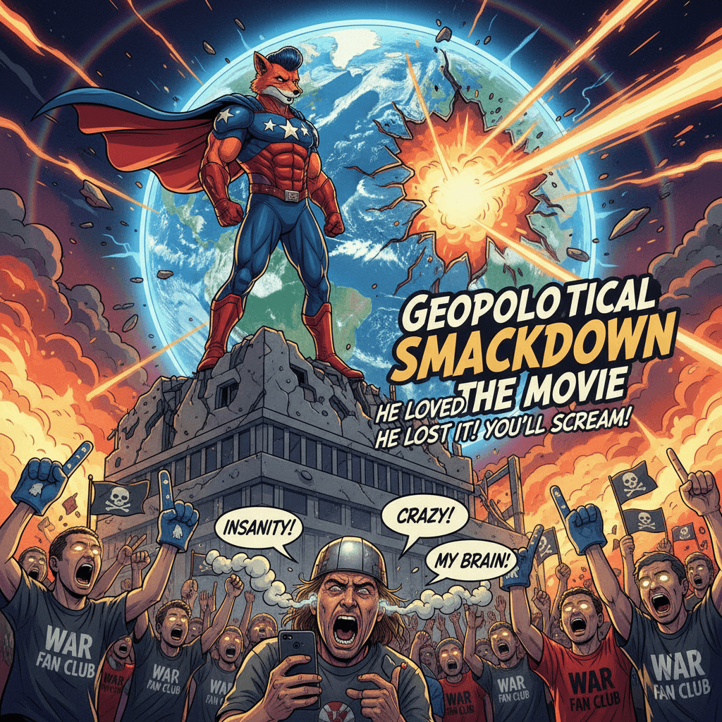 guy describes geopolitical violence like a marvel trailer, commenter loses mind