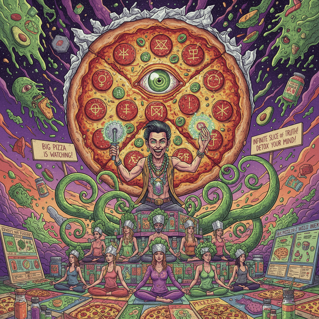Pizza conspiracy meets wellness grift in the most unhinged cosmic horror
