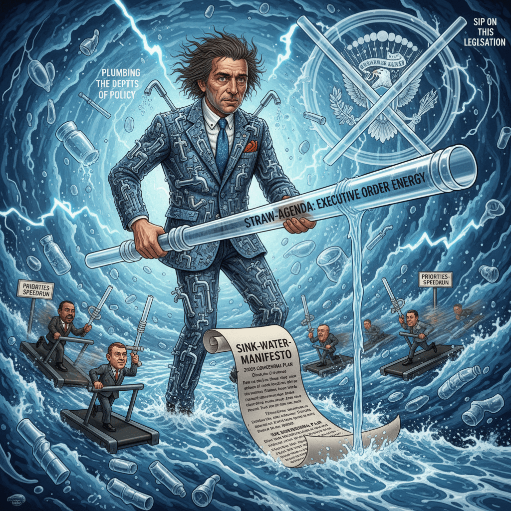 man's entire 2026 congressional plan: sink faucets and plastic straws