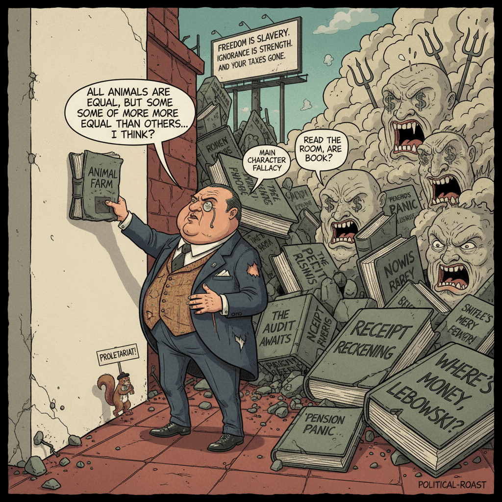 Fired official quotes Orwell; gets obliterated by taxpayer rage novel