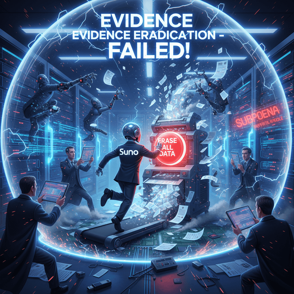 Suno's investor speedrunning the "deleting evidence" achievement unlocked