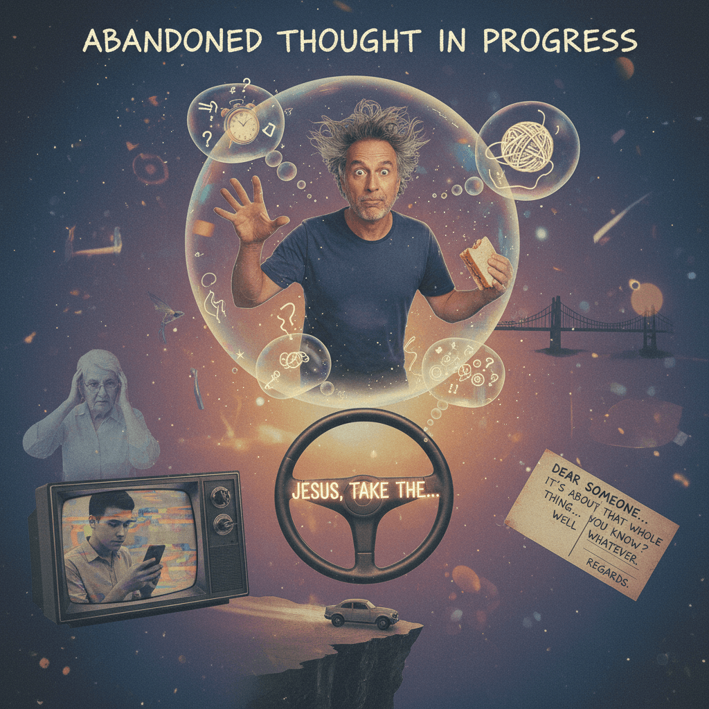 guy has a feeling about feeling about something but forgets before finishing