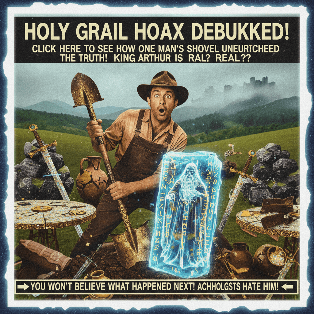 local man discovers legendary wizard via shovel, colorized