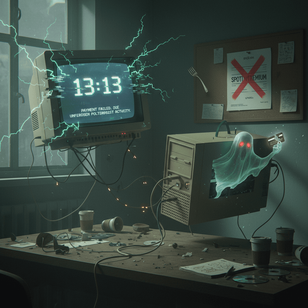 poltergeist-core: computer possessed, spotify subscription cancelled