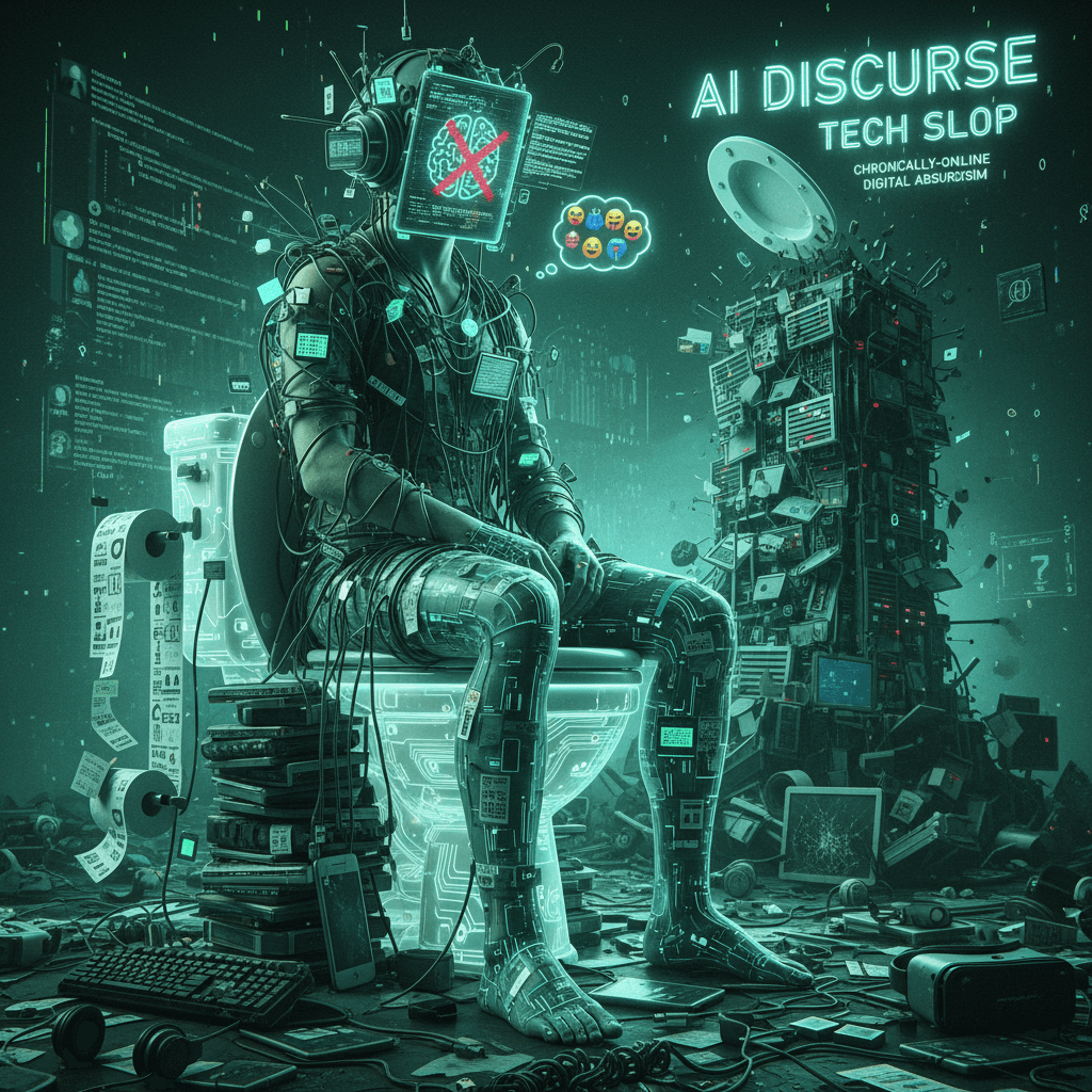 Man becomes one with toilet, very futuristic, such AI collapse