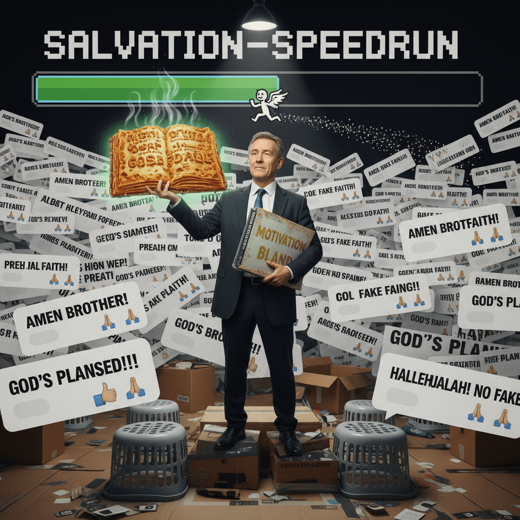 Copy-pasted sermon meets motivational speaker, minus the charisma