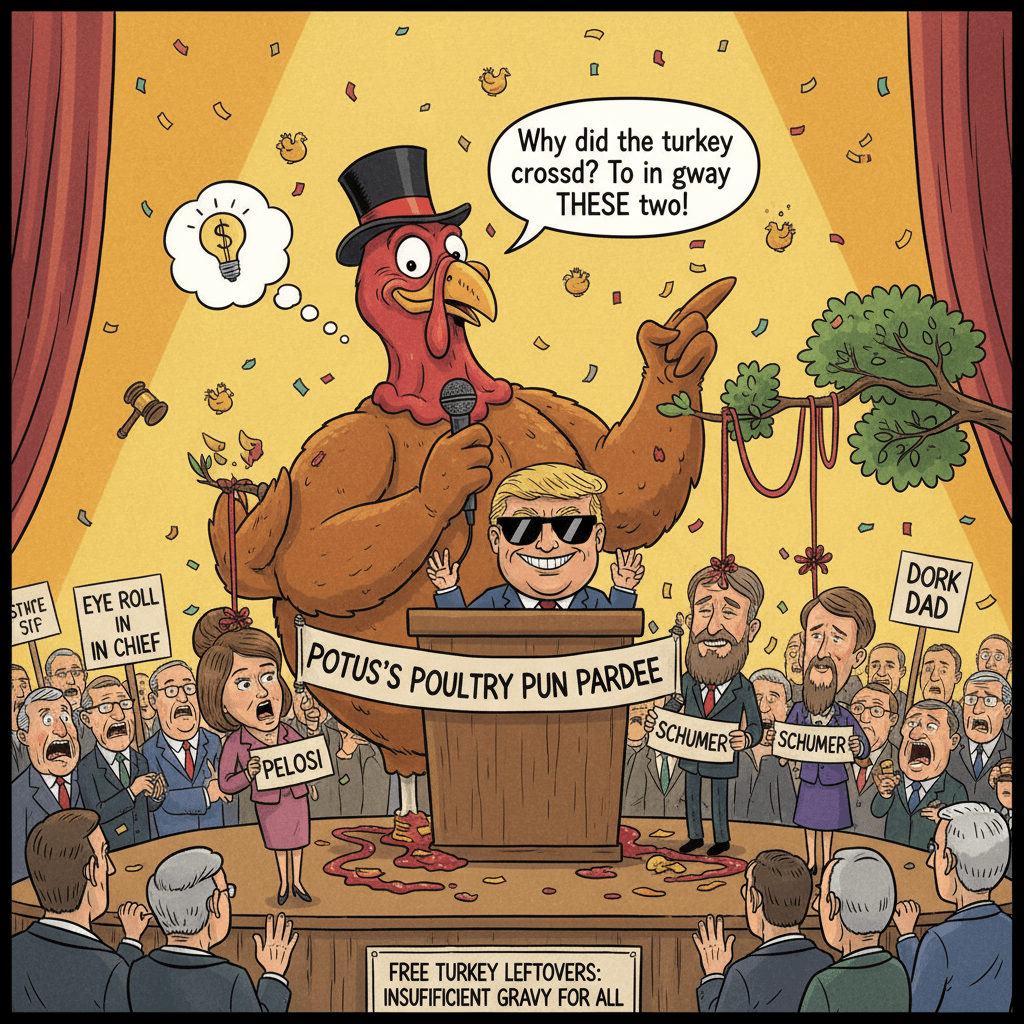 POTUS uses turkey pardon for low-hanging pelosi/schumer bit