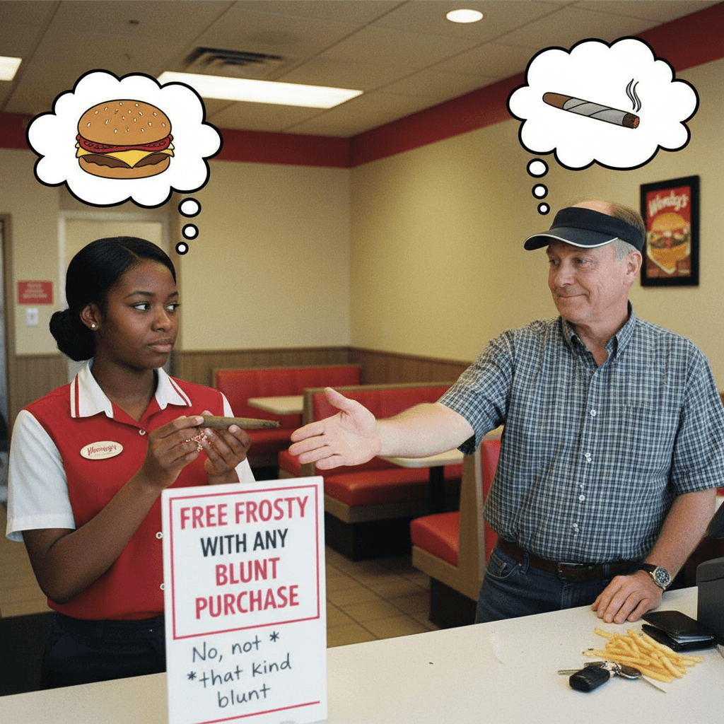 she said thank u for the blunt, sir this is a wendy's