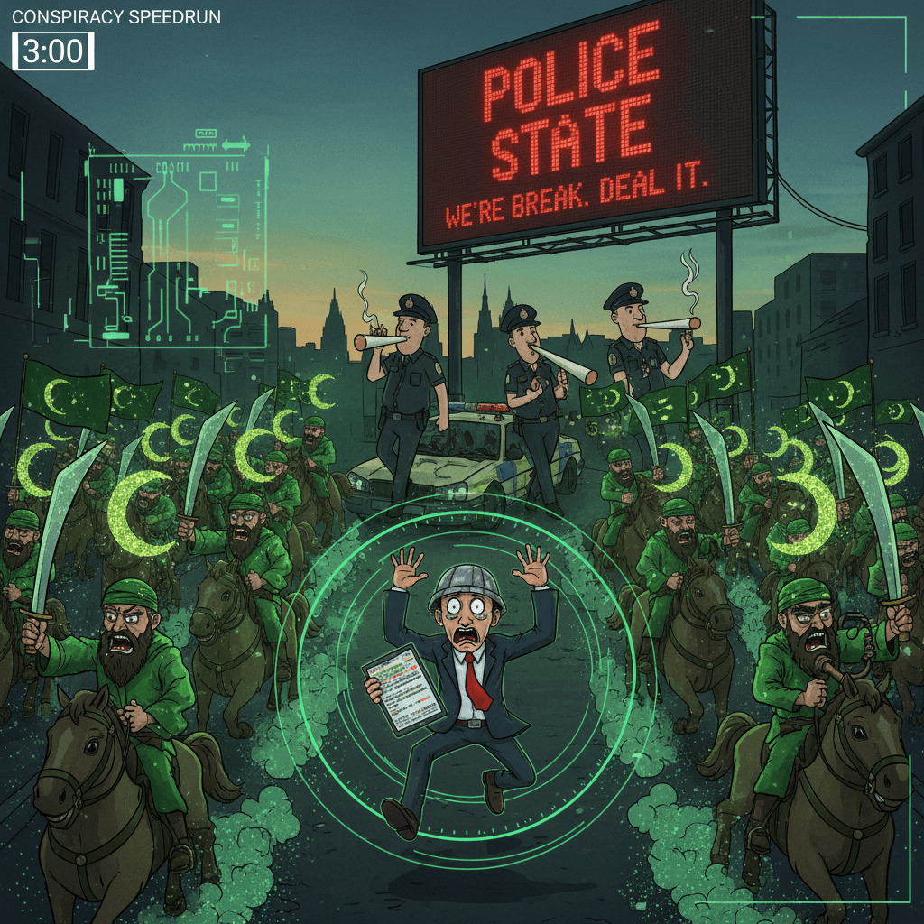 horseback islamists terrorize manchester while cops take a smoke break