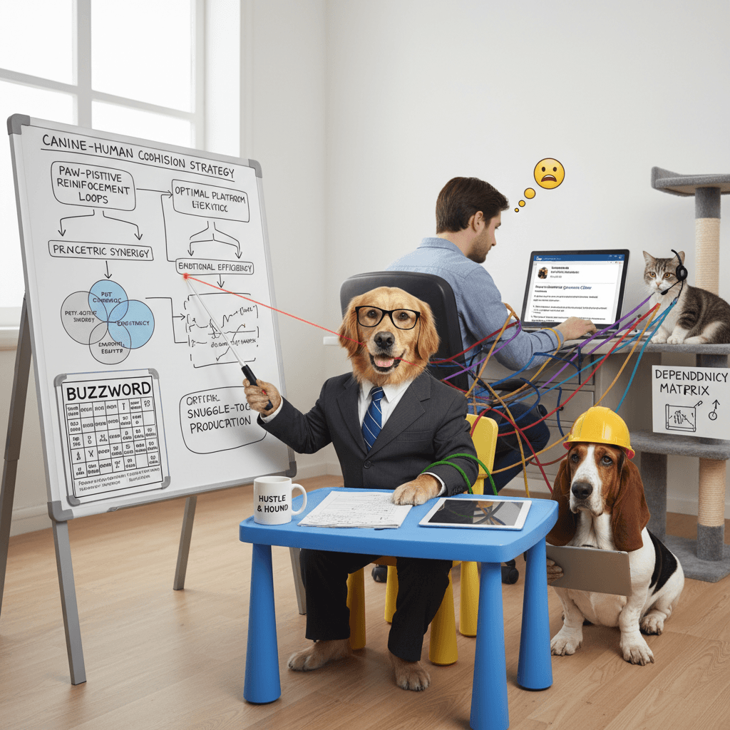 Dog's clingy behavior gets MBA-fied into synergistic household ops