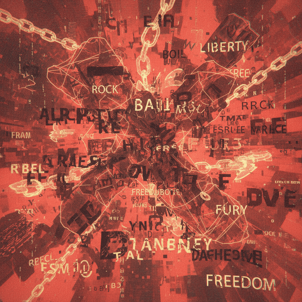 alphabet soup had a fever dream about freedom and tangled rocks