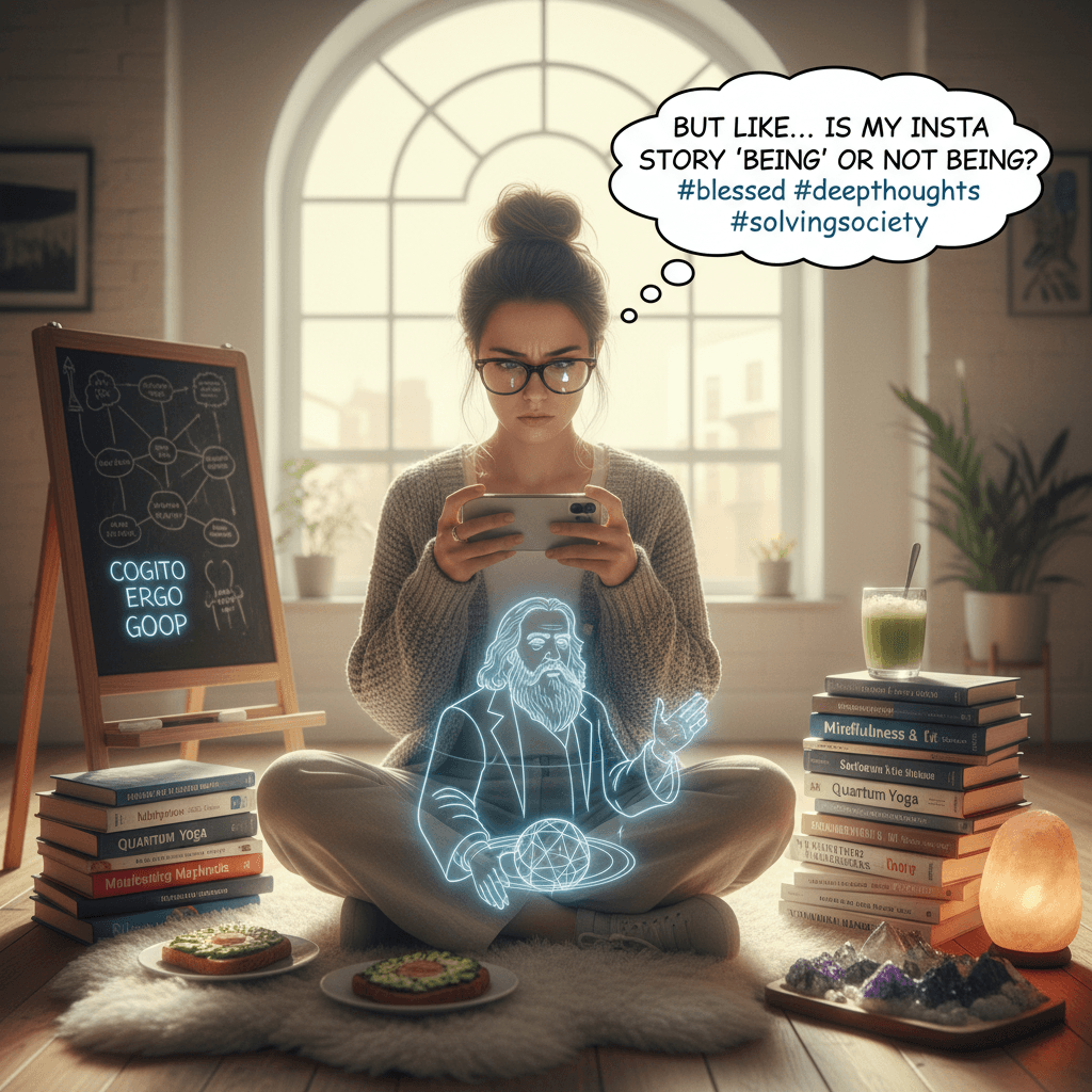 girl thinks pondering phone = solving Descartes