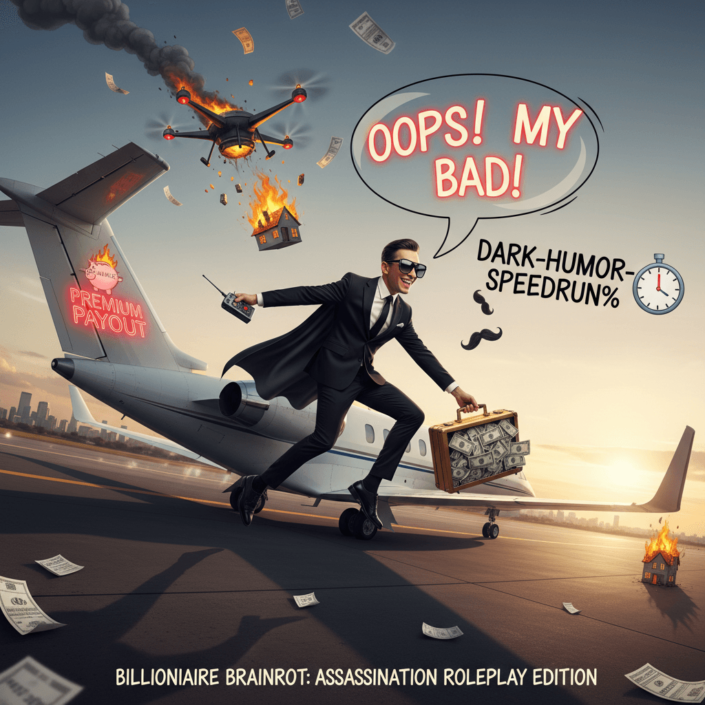 casually commits insurance fraud via drone strike, boards jet