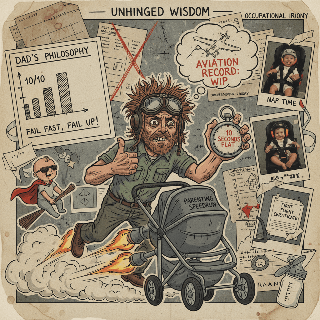 dad's parenting philosophy: 10/10, aviation record: 0/10