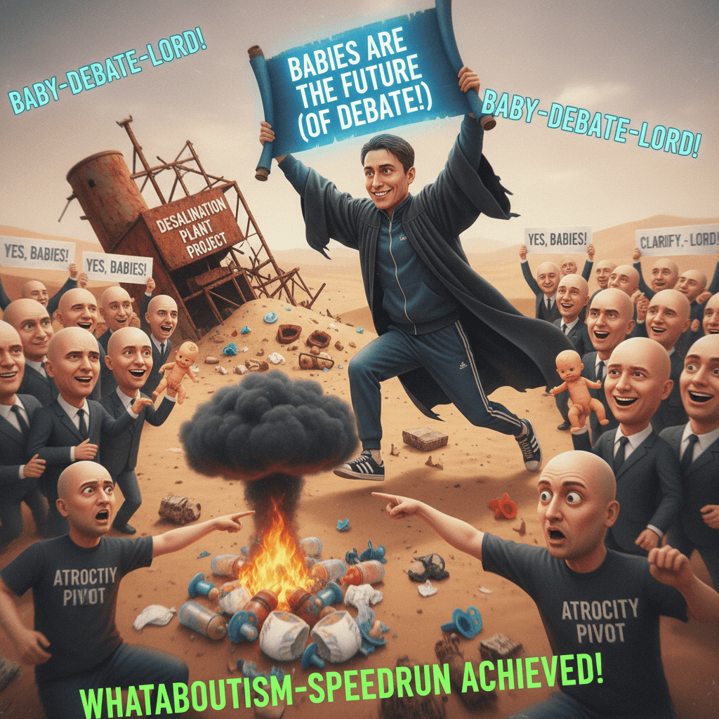 Desalination plant? Actually, let me tell you about babies