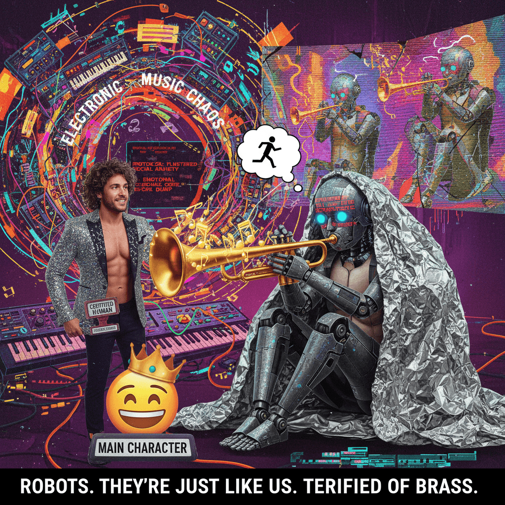 AI too embarrassed to compete with trumpet guy, very relatable for robots