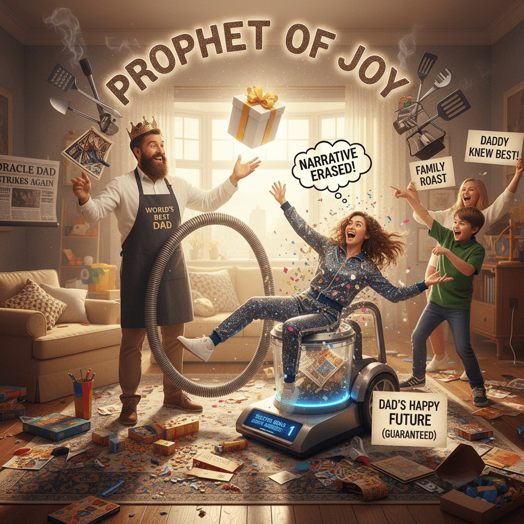 Dad predicted his own happiness; sister got vacuumed out of the narrative