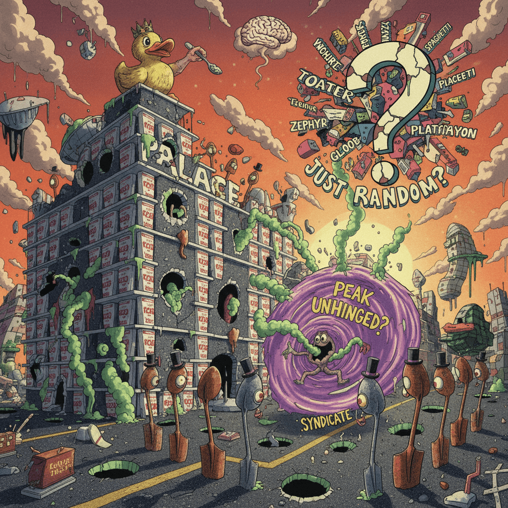 pothole palace yogurt syndicate: peak unhinged or just random noun generator?