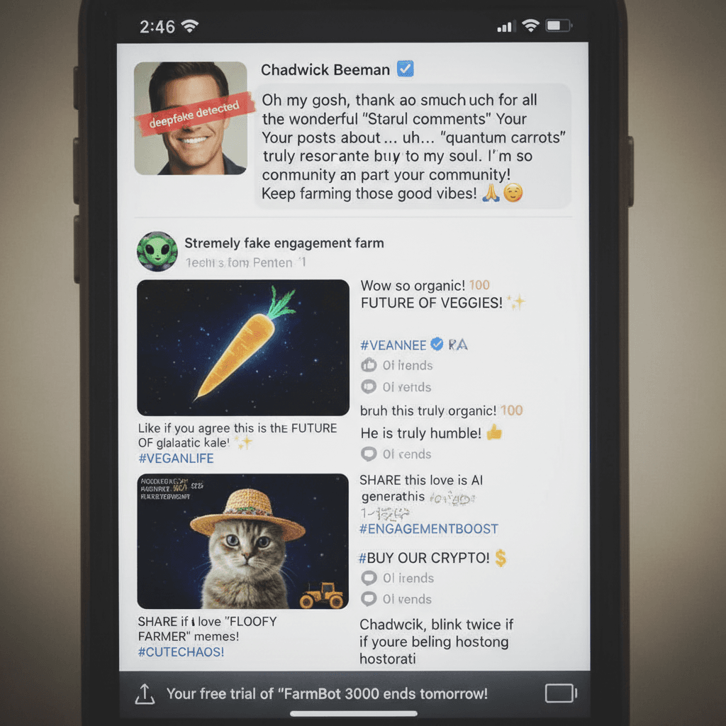 Wholesome actor replies to extremely fake engagement farm, chaos ensues