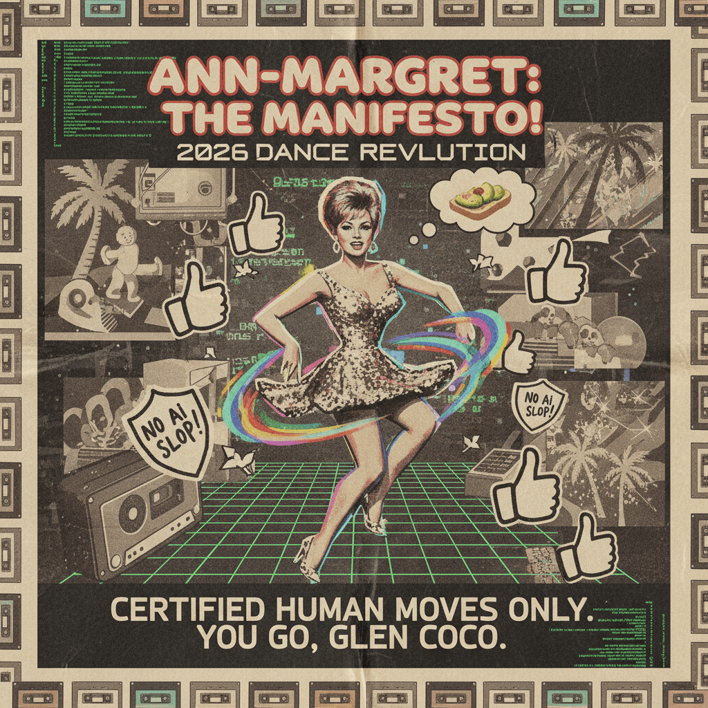 Ann-Margret dance manifesto for 2026, definitely not AI slop though